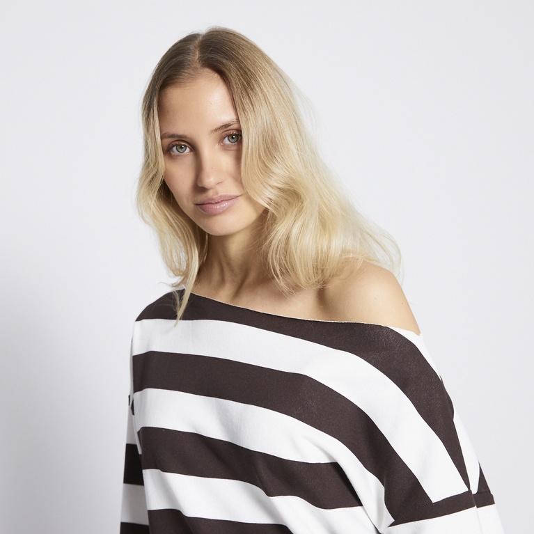 Off-shoulder striped sweatshirt "Esme Stripe" Stripe 1